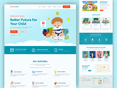 Child Education Landing Page childcare childhood course early learning education education landing page education website kids kids learning kids school landingpage language learning learning platform learning website online class school study ui design uiux design website