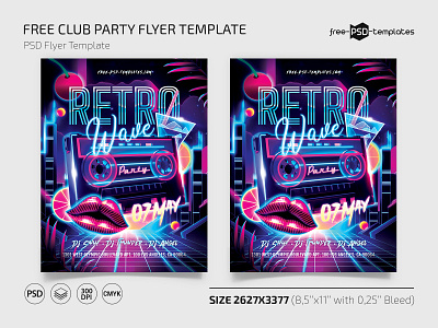 Free Retro Party Flyer event events flyer flyers free freebie party partyflyer photoshop psd retro retroparty retropartyflyer template templates