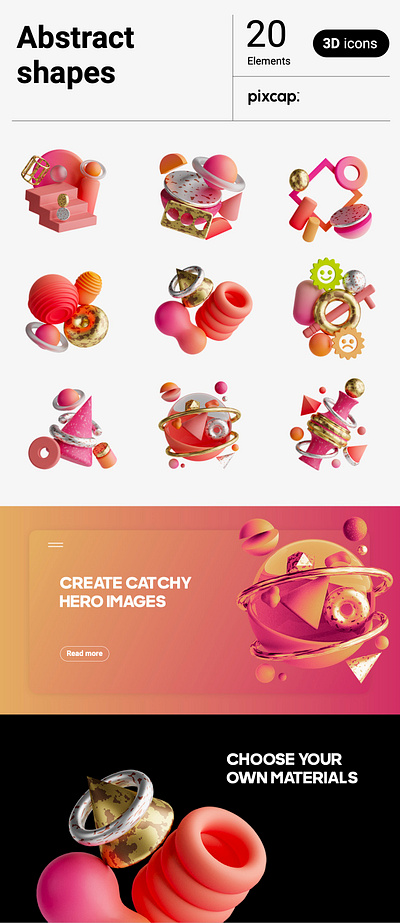 Abstract Shapes 3D Icons 3d 3d art 3d icon abstract animation branding design elements graphic design icon icons illustration logo motion graphics shape