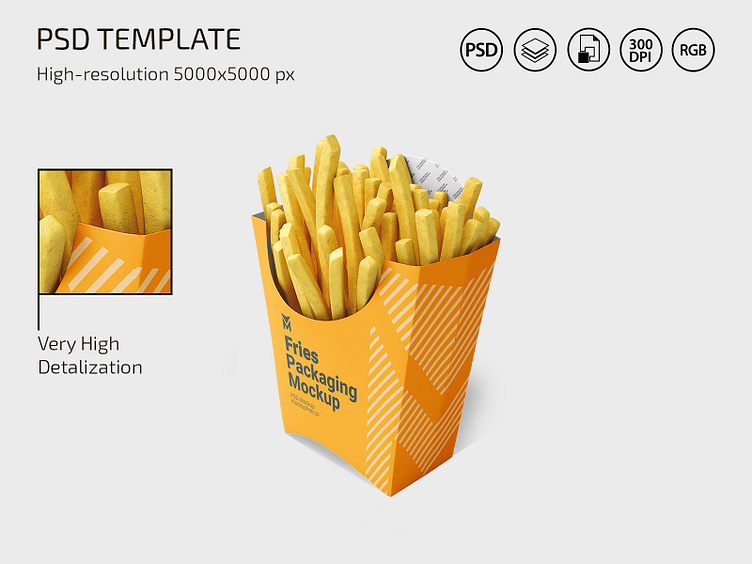 French Fries Packaging Mockup (PSD)
