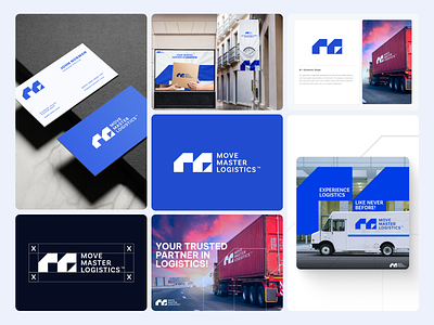 Move Master Logistics Brand Identity Design brand identity branding cargo company company logo container copany courier company delivery identity logistics logistics branding logo logodesign m logo modern logo shipment symbol transportation logo vehicle