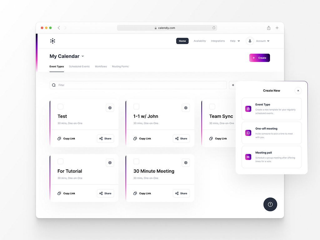 Calendly Concept Design by Johnny Kyorov on Dribbble