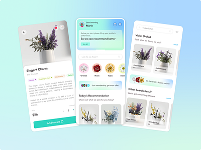 Flower Shop App android app bouquet design flower gradient graphic design marketplace mobile online shop product design retail retail app ui ux