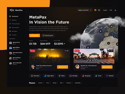 Metapax - Dashboard b2b branding crypto cryptocurrency dashboard design interface metapax platform product stream streaming token ui ux