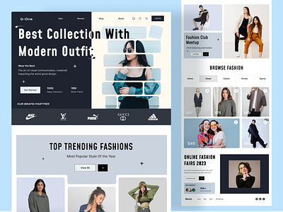 Fashion Web Site Design: Landing Page branding clothing brand clothing company ecommerce fashion website fashionweb header homepage landing landing page landingpage online shop outfits style testimonial uidesign uiux web design web header webpage