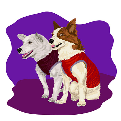 Векторная иллюстрация собак-космонавтов Белки и Стрелки belka and strelka doggy