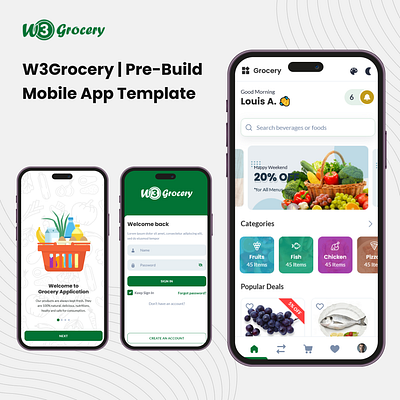 W3Grocery | Pre-Build Mobile App Template ( Bootstrap 5 + PWA ) android application creative design mobile app mobile application product design social media social media post template uiux website