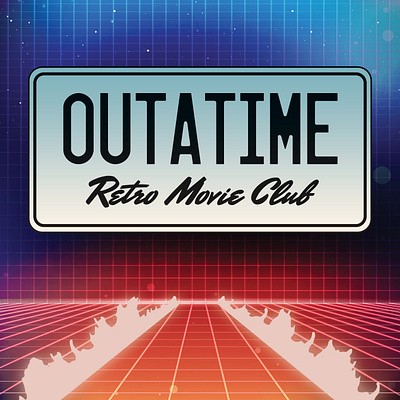 OUTATIME - Retro Movie Club branding cover art design graphic design logo podcast art