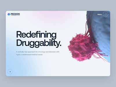 PROSION Therapeutics - Web & UI/UX Interaction 2023 3d animation biology biotech cancer cell cure dark desktop dna drug fluid gradient health landing page light medical molecule pharma science