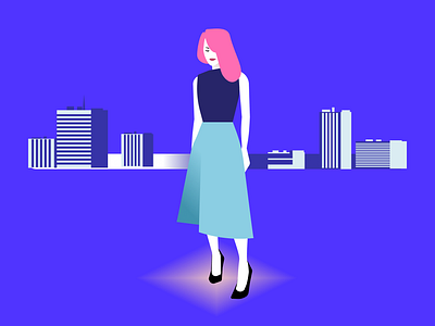 Girl in Town art branding characrer characters city design flat girl graphic design illustration minimalist style town vector