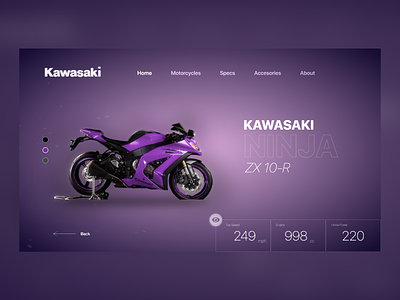 Moto UI concept kawasaki motorbike racing speed ui uidesign uimotor ux uxdesign webdesign