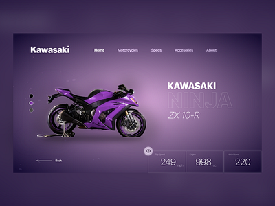 Moto UI concept kawasaki motorbike racing speed ui uidesign uimotor ux uxdesign webdesign