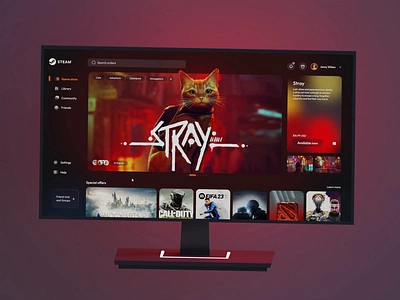 Steam Redesign: animation design game store gaming gaming interface gaming store gaming ui ui web website