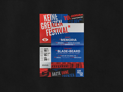 Keine Grenzen Festival - Poster band blue design festival grain hip hop music noise poster red rock social type visual