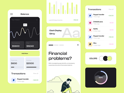 Budget Manager Mobile UI app application budget manager design finance fintech light mode managing budget ui ux