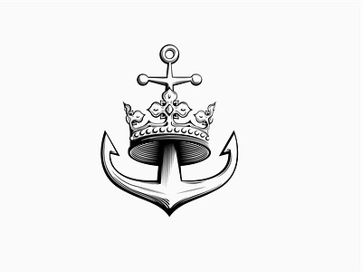 Anchor and Crown anchor branding concept crown design detail engraving king logo queen sailor ship treasure