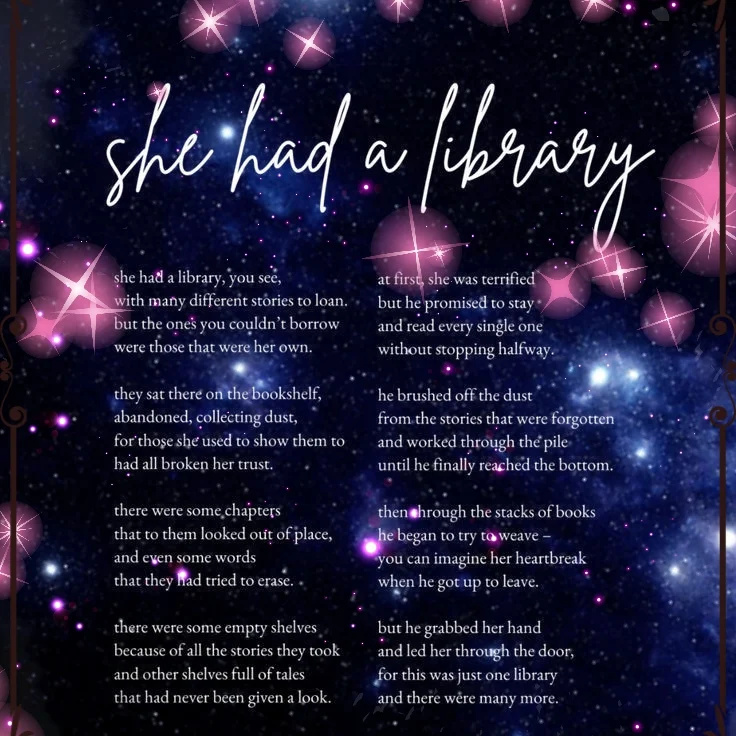 Example of She had a library