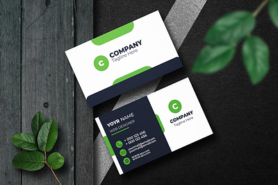 Green and Black Business Card Design business card card design employee card green business card id card identy card luxury card organic card visiting card