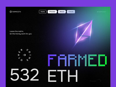 Farming ETH platform bitcoin blockchain btc dark website design eth farming minting pixelated ui ux web web design web3 webdesign website