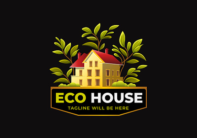 Real estate logo ECO house logo farmhouse logo barn cottage logo decor logo eco friendly logo floral home logo home decor logo house decor logo interior decor logo