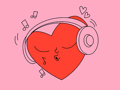 Singing valentine branding character characterdesign heart illustration singing social media valentines valentines day vector