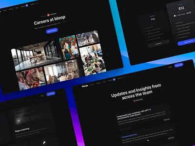 Bloop website design badge blog bloop careers code developers graphics grid header icons illustrations interface patterns pricing product design reads regex saas tools web design