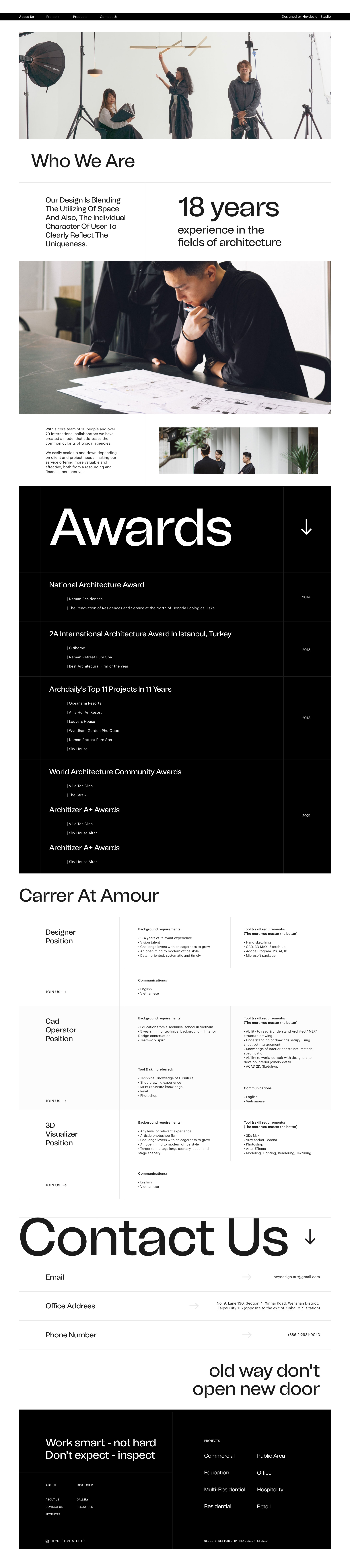 About Us & Carrer Website Design about us awards black black white carrer clean design heydesign heydesign studio minimal minimalist page layout ui design website design white