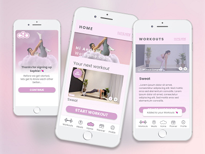 Cloud Nine Collective - Fitness App app design graphic design mobile ui ux vector