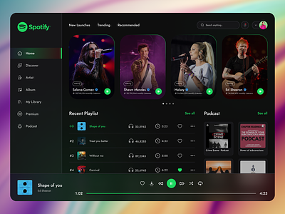 Spotify Redesign app design challenge design inspiration music music player music web spotify ui ui design uidesign uiux ux web design website