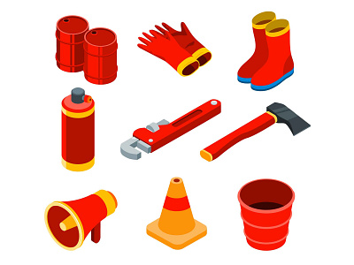Firefighter Isometric Icons firefighter firefighter icons firefighter tools firefighting free download free icon free vector freebie illustration illustrator vector vector design vector download