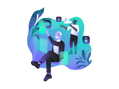 Advertising agency 📢 art branding character design flat gradient graphic design icons illustration logo plants tsyanea ui ux vector webdesign website