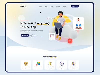 Apptek Web UI app application apptek clean creative design finance full page latest management refer risk saas tech technilogy typography ui uiux web