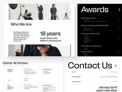 Amour Website Design awards black black white carrer clean design contact us heydesign heydesign studio minimalist page layout typorgraphy ui design website design white