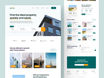 Arrow - Real Estate Website landing page apartment website case study design graphic design house website landing page real estate landing page real estate ui design real estate website travel website ui ui design ux design website