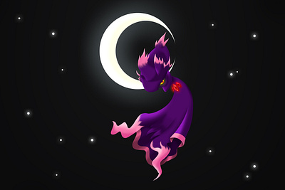 Mismagius in the night sky graphic graphic design illustration pokemon