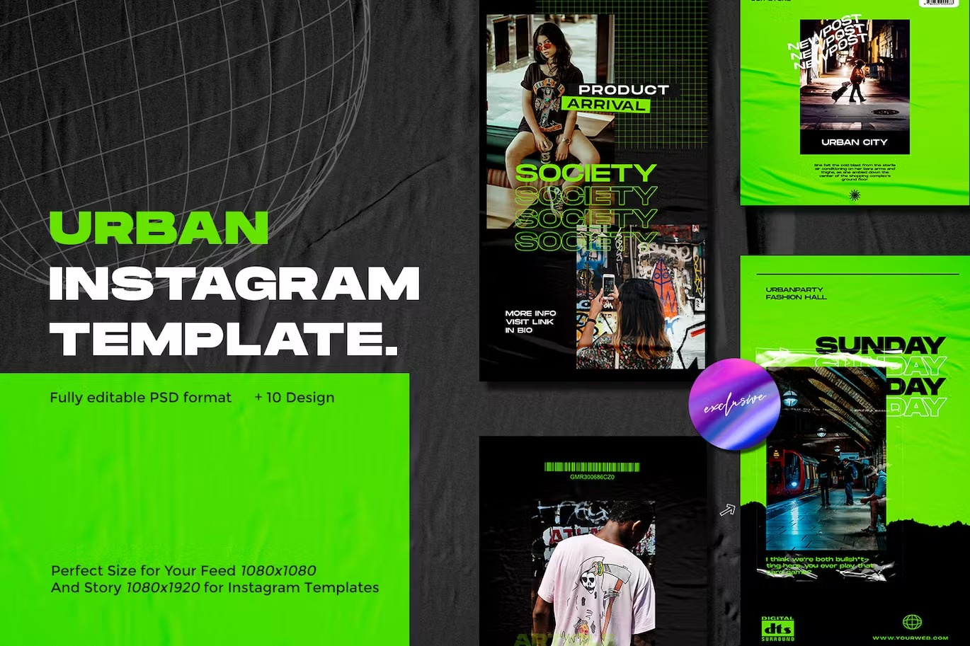 Neon Urban - Instagram Template branding instagram instagram banner instagram post instagram post template instagram posts instagram posts template instagram stories instagram stories template instagram story instagram story template instagram template instagram templates social media social media banner social media pack social media templates socialmedia stories ui
