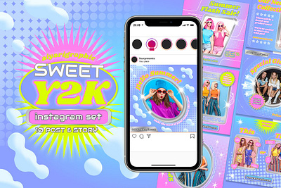 Sweet Y2k Instagram Set branding instagram instagram banner instagram post instagram post template instagram posts instagram posts template instagram stories instagram stories template instagram story instagram story template instagram template instagram templates social media social media banner social media pack social media templates socialmedia stories ui