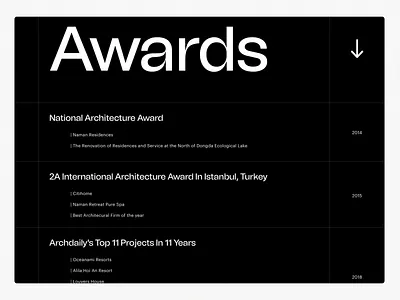 Awards Layout Website Design awards black black white clean design design heydesign heydesign studio minimalist page layout typo typography ui design website design