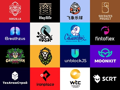 Logofolio 2023 / part 02 bird brand elephant gorilla grow h illustration iron js kit letter lion logo logotype man moon ninja s unblock unicorn