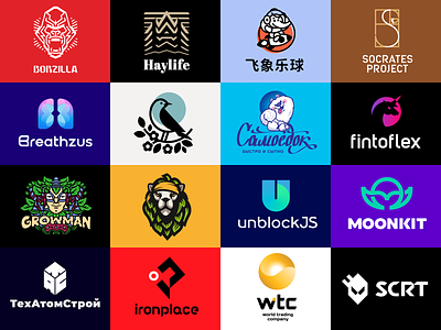 Logofolio 2023 / part 02 bird brand elephant gorilla grow h illustration iron js kit letter lion logo logotype man moon ninja s unblock unicorn