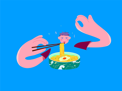 I love to eat. art branding cartoon design digital eat food illustration illustrator ramen vector