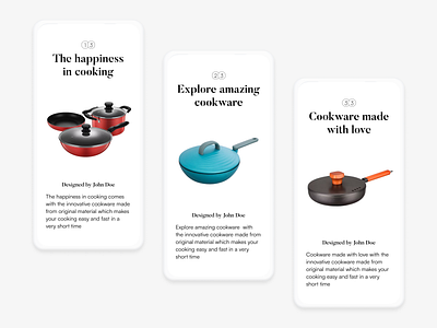 Cookware Onboarding Design cookware design designer improvement mobile onboarding ui visual