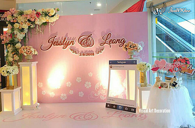Pink Floral Wedding 2018 | Wedding Backdrop backdrop design graphic design illustration jonwkhoo photobooth stage visual art deco wedding