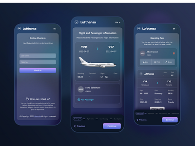 Online check-in ui