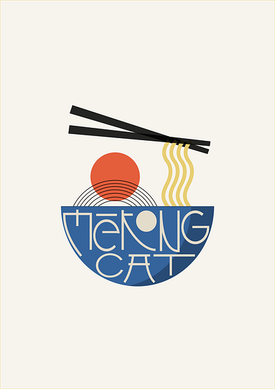 Mekong Cat branding food graphic design illustration lettering logo noodles poster restaurant type typography
