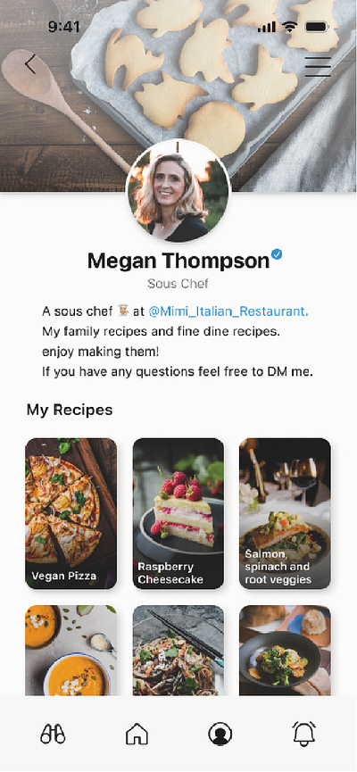 Recipes app - profile page app app design apple cooking app daily challenge design designer recipes app ui ux