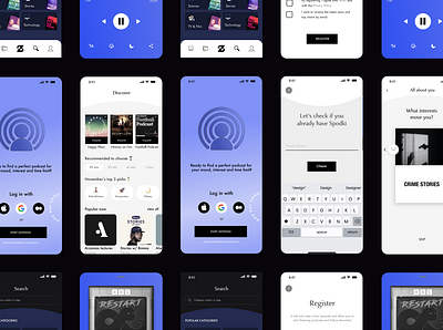🎙 Podcast App Design with player 🎙 app case study design ios iphone app listening app minimalistic mobile app modern podcast typography ui ux uxui