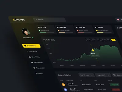Crypto trading platform app design crypto dark dark mode dashboard finance fintech investment nft platform saas trading ui ui ux web app web design
