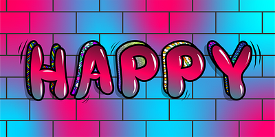 Lettering Fun - HAPPY design graffiti illustrator lettering