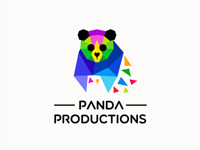 Panda Production Logo Design. brand branding colorful creative design geometric graphic design icon logo logodesign logodesigner logos multicolor panda pandalogo polygon polygonal production unique vector